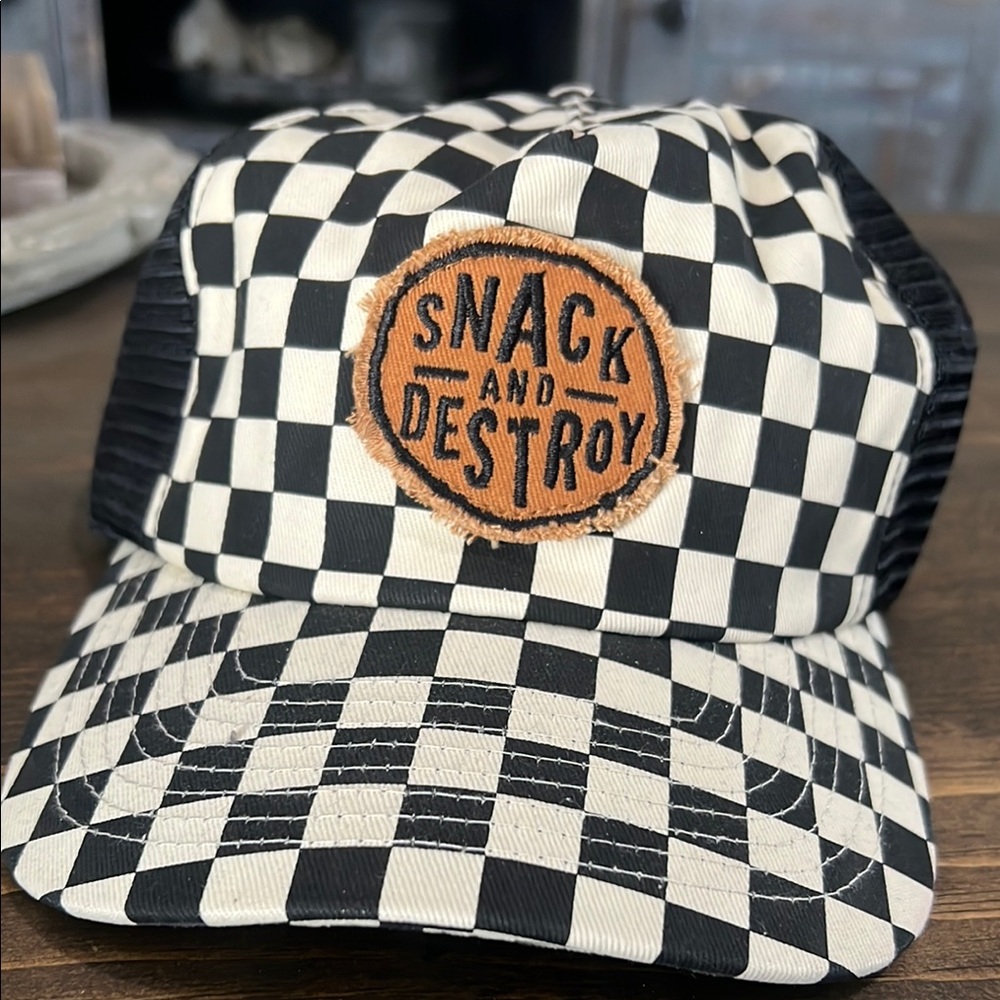 Checkered Black and White Kids Cap